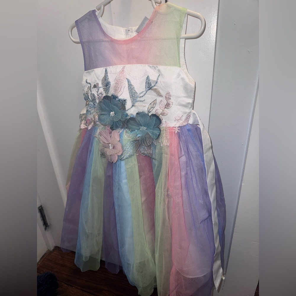 Unicorn Colorful Floral Embroidered Dress